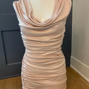 Express Champagne Ruched Dress. Medium